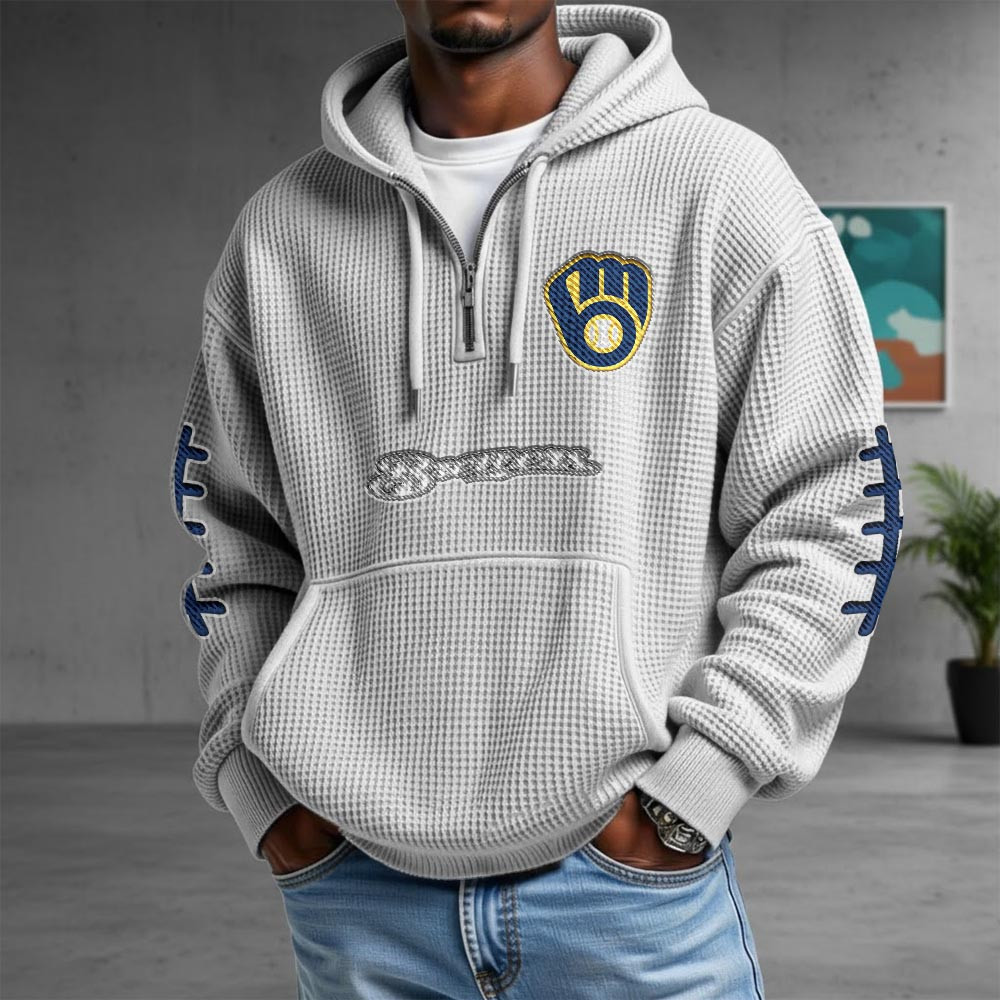 Milwaukee Brewers Merch Quarter Zip Hoodie Brewers Baseball MLB Clothes Gifts