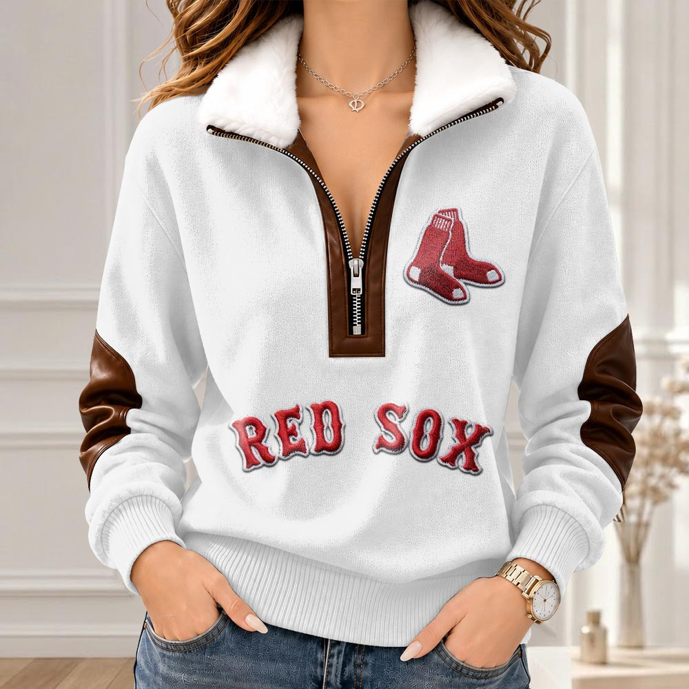 Boston Red Sox Merch Collar Zip Sweatshirt Red Sox Gameday Gear Gifts For Wife 1 - Unicasport Boston Red Sox Merch Collar Zip Sweatshirt Red Sox Gameday Gear Gifts For Wife