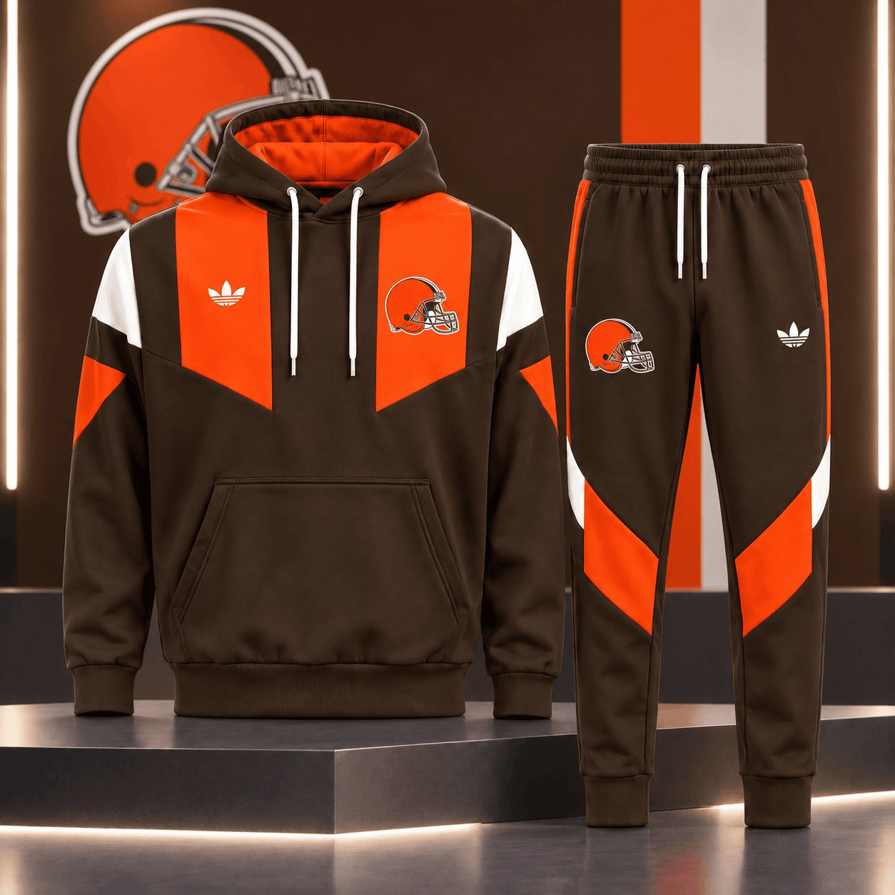 Cleveland Browns Merch Hoodie And Sweatpants Set Game Day Outfit Browns Fan Gifts 1 - Unicasport Cleveland Browns Merch Hoodie And Sweatpants Set Game Day Outfit Browns Fan Gifts