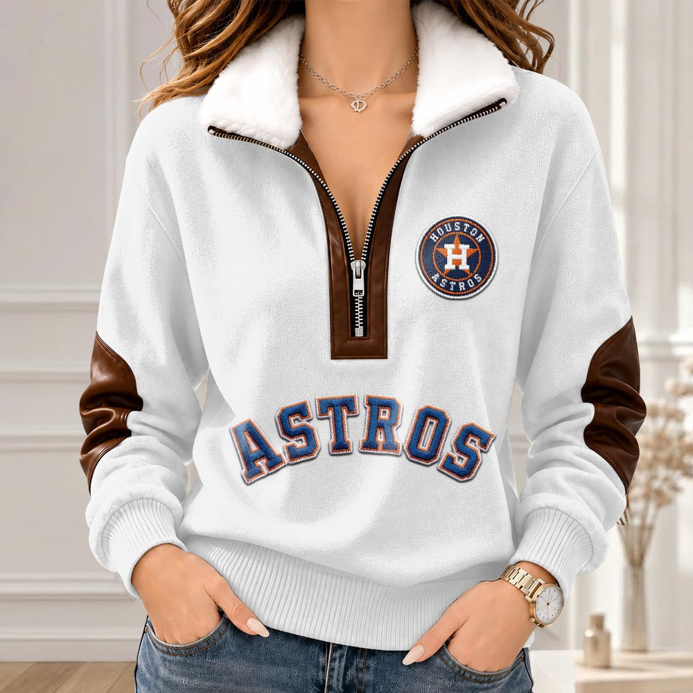 Houston Astros Merch Collar Zip Sweatshirt Astros Gameday Outfits Sports Fans Gift 1 - Unicasport Houston Astros Merch Collar Zip Sweatshirt Astros Gameday Outfits Sports Fans Gift