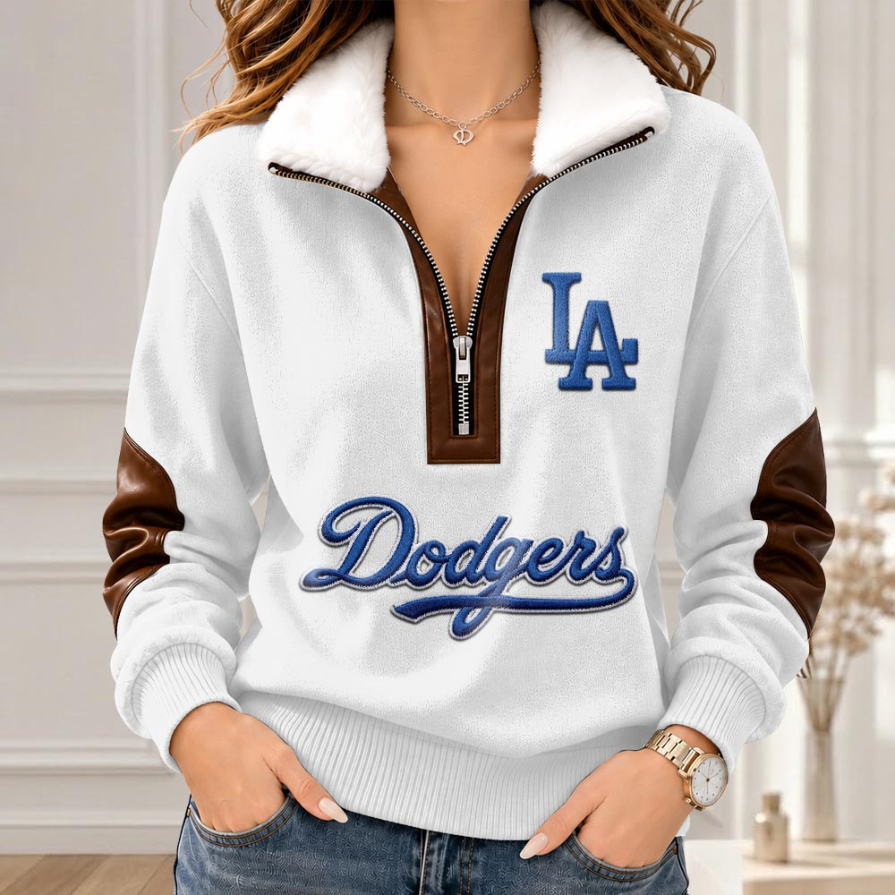 Los Angeles Dodgers Merch Collar Zip Sweatshirt Dodgers Gameday Wear Mom Gifts 1 - Unicasport Los Angeles Dodgers Merch Collar Zip Sweatshirt Dodgers Gameday Wear Mom Gifts