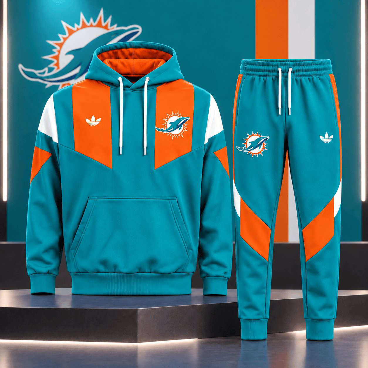 Miami Dolphins Merch Hoodie And Sweatpants Set Game Day Outfit Football Related Gifts 1 - Unicasport Miami Dolphins Merch Hoodie And Sweatpants Set Game Day Outfit Football Related Gifts