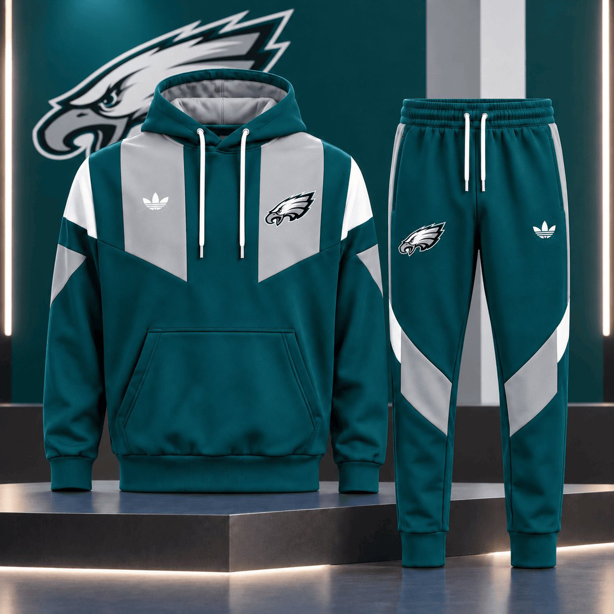 Philadelphia Eagles Merch Hoodie And Sweatpants Set Game Day Outfit Gifts For NFL Fans 1 - Unicasport Philadelphia Eagles Merch Hoodie And Sweatpants Set Game Day Outfit Gifts For NFL Fans