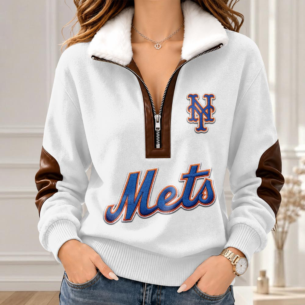 New York Mets Merch Collar Zip Sweatshirt Mets Baseball Clothing Sport Gifts 1 - Unicasport New York Mets Merch Collar Zip Sweatshirt Mets Baseball Clothing Sport Gifts