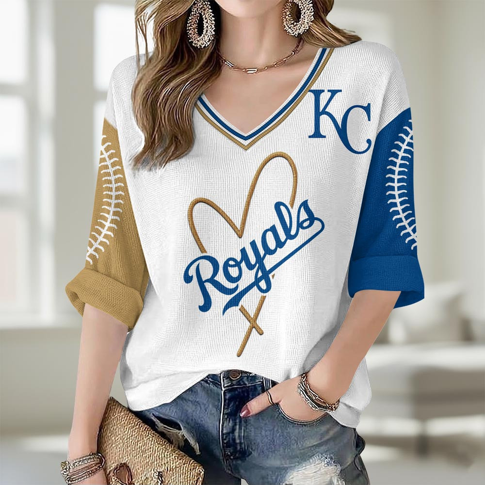Kansas City Royals Merch V-Neck Long Sleeve Shirt Royals Gameday Outfits Her Gift