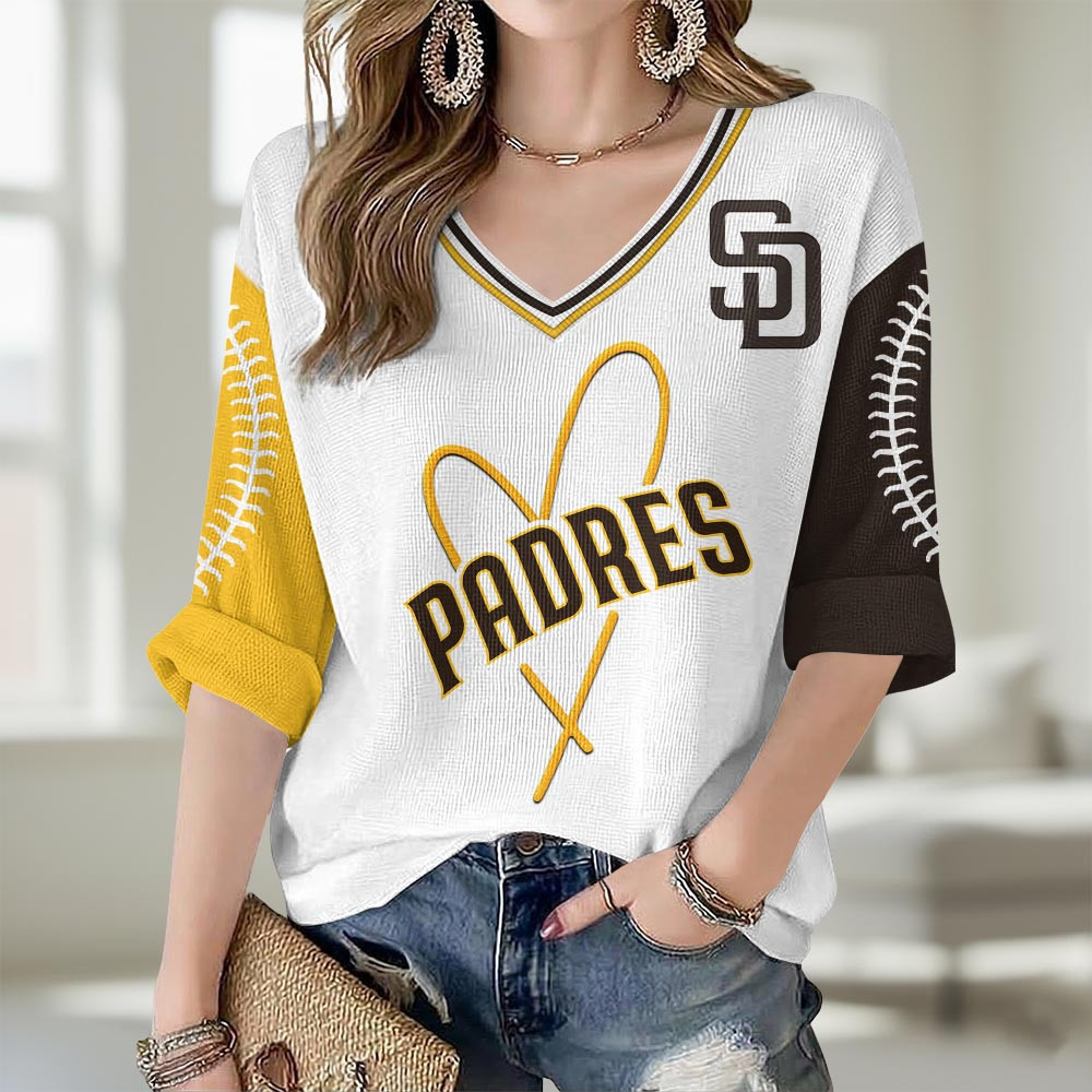San Diego Padres Merch V-Neck Long Sleeve Shirt Padres Baseball Gear MLB Pride Gift