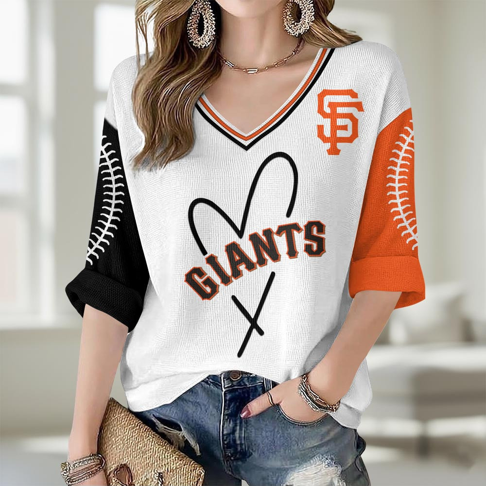 San Francisco Giants Merch V-Neck Long Sleeve Shirt Giants Baseball Clothes Gifts