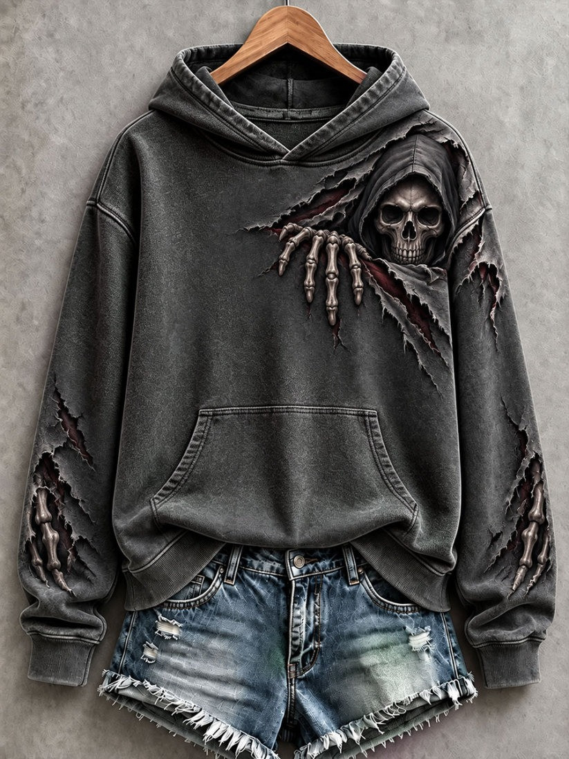 Halloween Scary Skull Hoodie Halloween Horror Nights Sweatshirt Gift For Women 1 - Unicasport Halloween Scary Skull Hoodie Halloween Horror Nights Sweatshirt Gift For Women