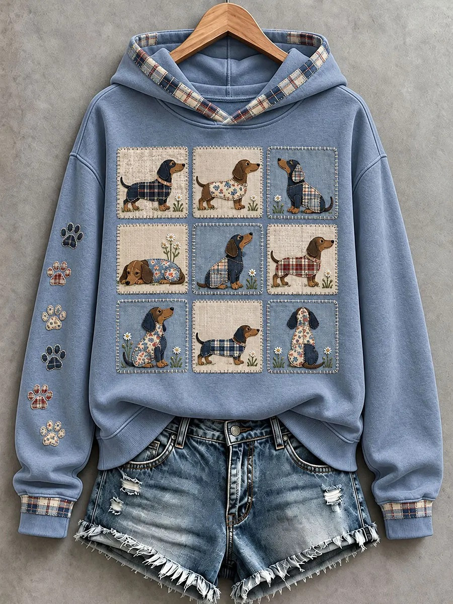Dachshund Paw Cottagecore Plaid Hoodie Cute Animal Hoodie Xmas Gifts Dachshund Lovers 1 - Unicasport Dachshund Paw Cottagecore Plaid Hoodie Cute Animal Hoodie Xmas Gifts Dachshund Lovers