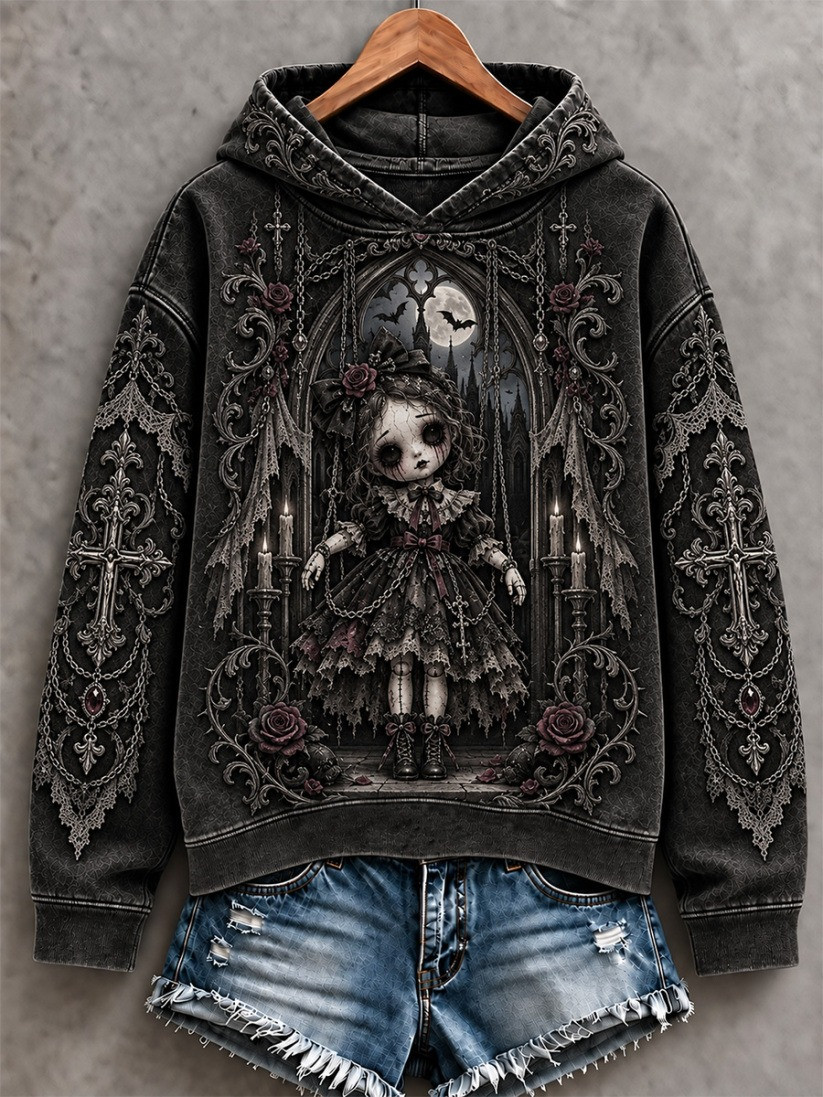 Halloween Creepy Dolls Hoodie Gothic Dark Aesthetic Apparel Gift For Her 1 - Unicasport Halloween Creepy Dolls Hoodie Gothic Dark Aesthetic Apparel Gift For Her