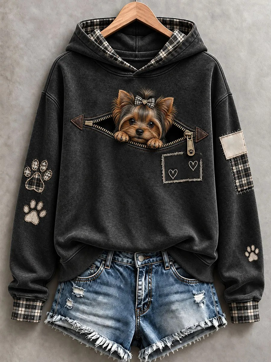 Peeking Yorkshire Terrier Paw Hoodie Vintage Animal Hoodie Best Gifts For Yorkie Lovers 1 - Unicasport Peeking Yorkshire Terrier Paw Hoodie Vintage Animal Hoodie Best Gifts For Yorkie Lovers