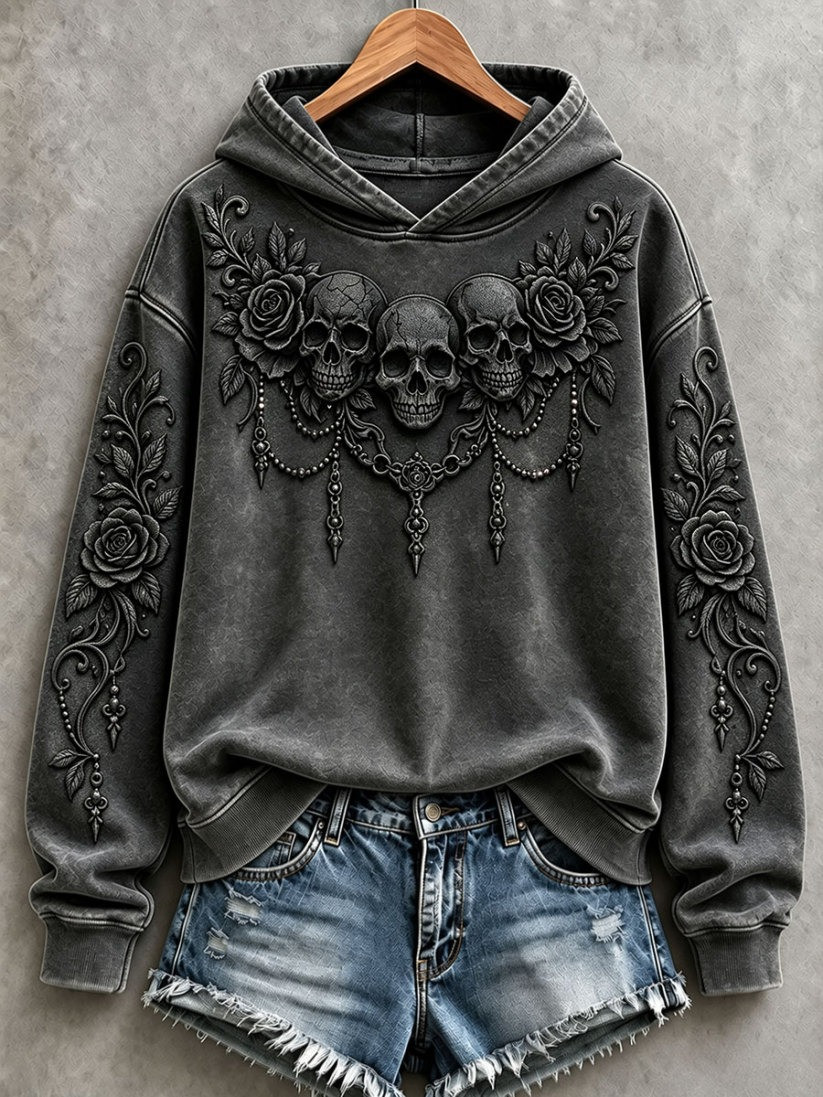 Gothic Skull Halloween Hoodie Women's Halloween Apparel Gift 1 - Unicasport Gothic Skull Halloween Hoodie Women's Halloween Apparel Gift