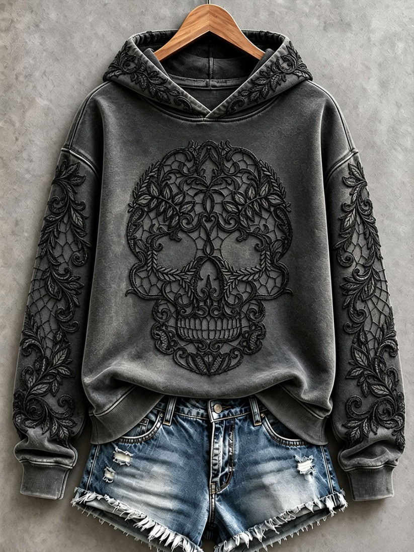 Gothic Skull Halloween Hoodie Women's Halloween Clothing Gift 1 - Unicasport Gothic Skull Halloween Hoodie Women's Halloween Clothing Gift