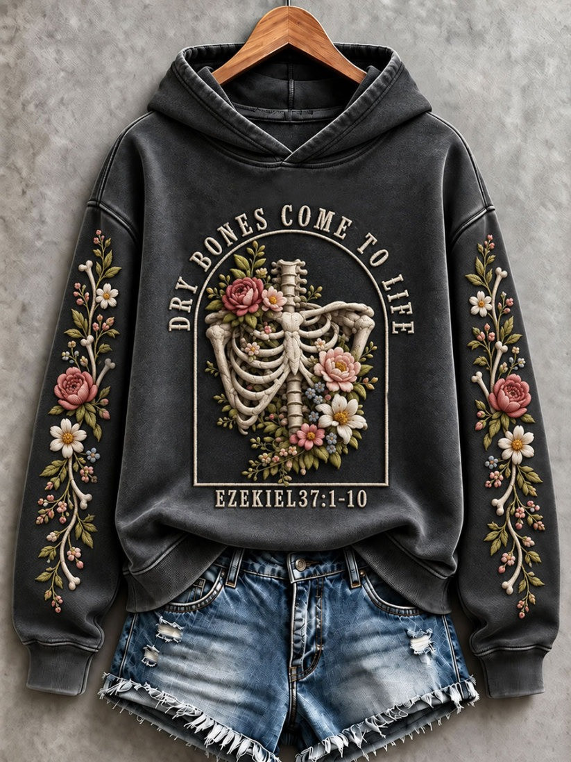 Halloween Gothic Style Dry Bones Come To Life Hoodie Halloween Gifts For Clients
