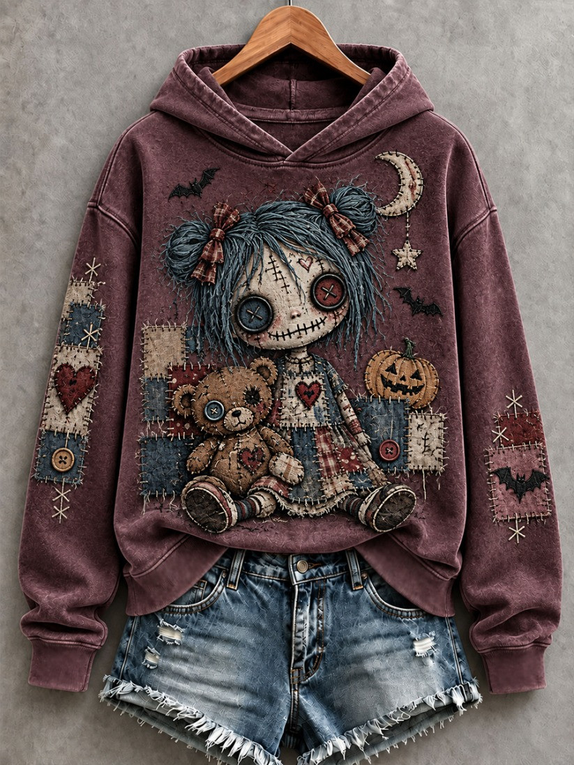 Halloween Art Patchwork Hoodie Spooky Season Shirt Gift For Bestie 1 - Unicasport Halloween Art Patchwork Hoodie Spooky Season Shirt Gift For Bestie