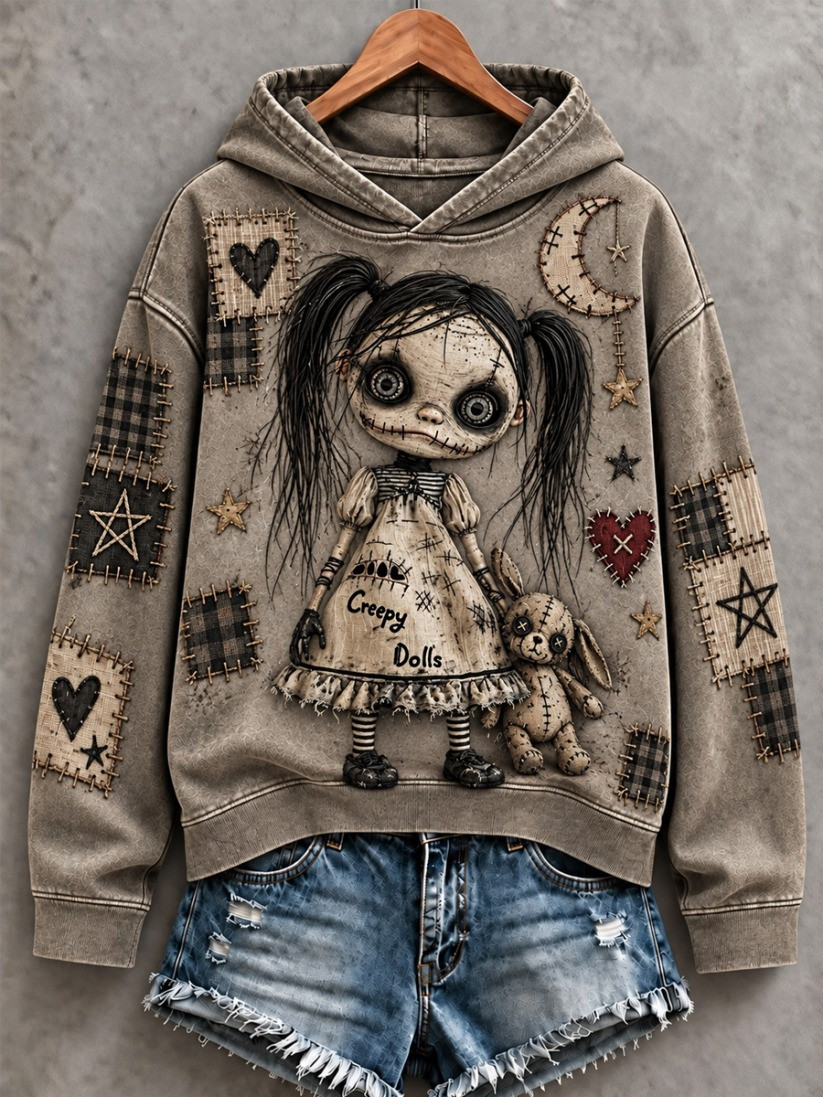 Halloween Creepy Dolls Hoodie Gothic Dark Cute Apparel Gift For Women 1 - Unicasport Halloween Creepy Dolls Hoodie Gothic Dark Cute Apparel Gift For Women