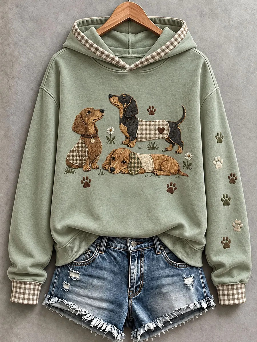 Lovely Dachshund Paw Cottagecore Plaid Hoodie Cute Animal Hoodie Gifts Dachshund Lovers 1 - Unicasport Lovely Dachshund Paw Cottagecore Plaid Hoodie Cute Animal Hoodie Gifts Dachshund Lovers