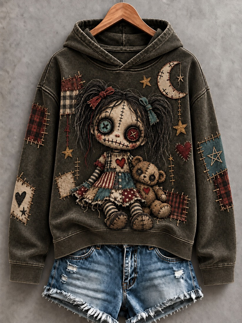 Vintage Halloween Creepy Doll Hoodie Cute Halloween Apparel Gift For Her 1 - Unicasport Vintage Halloween Creepy Doll Hoodie Cute Halloween Apparel Gift For Her