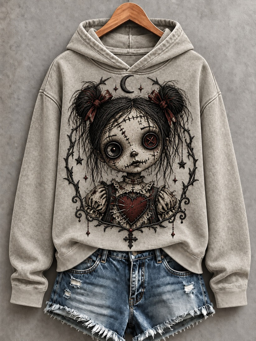 Vintage Halloween Creepy Doll Hoodie Spooky Season Apparel Gift For Her 1 - Unicasport Vintage Halloween Creepy Doll Hoodie Spooky Season Apparel Gift For Her