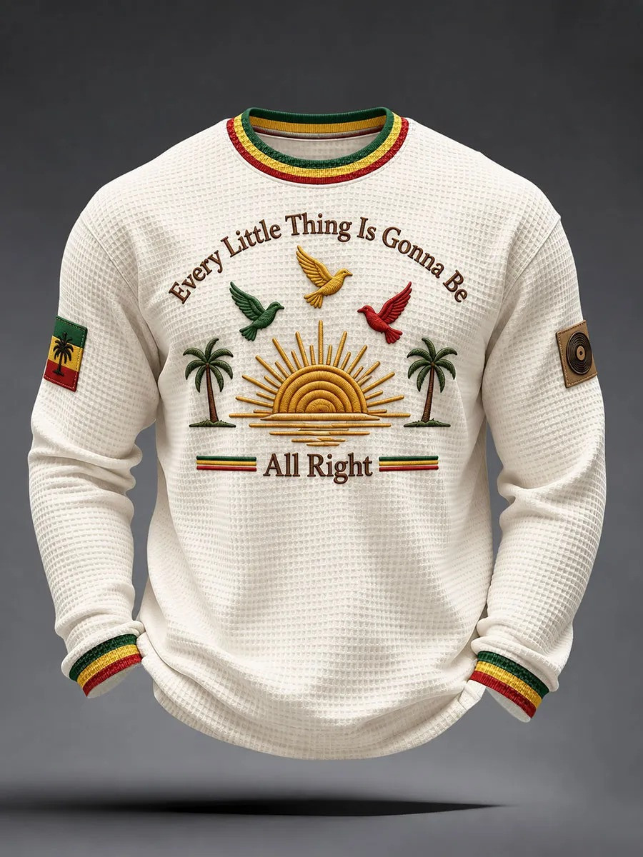 Every Little Thing Is Gonna Be Alright Long Sleeve Shirt Jamaican Reggae Outfit Gifts For Dad