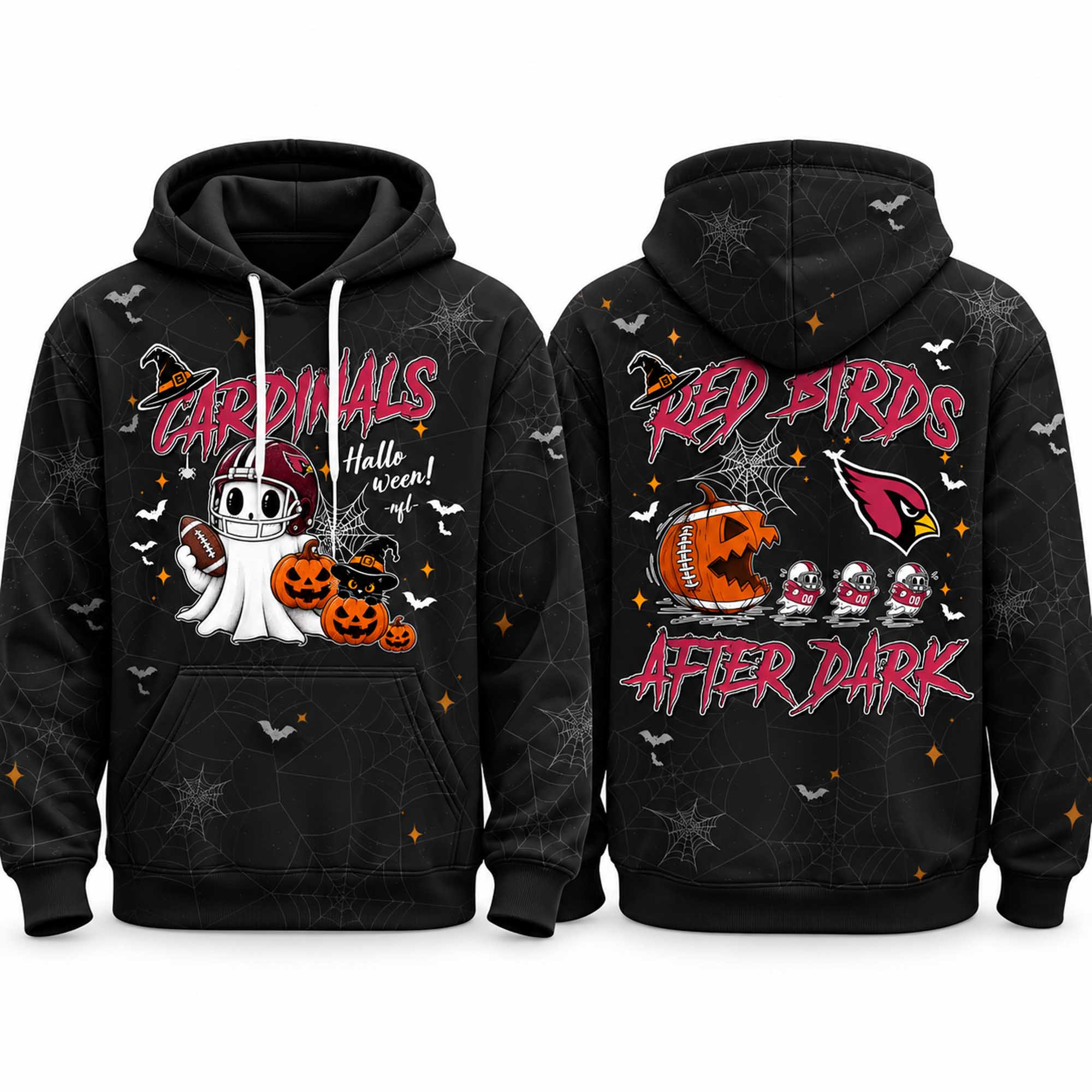 Arizona Cardinals Halloween Red Birds After Dark Hoodie Halloween Gifts For Arizona Cardinals Fans