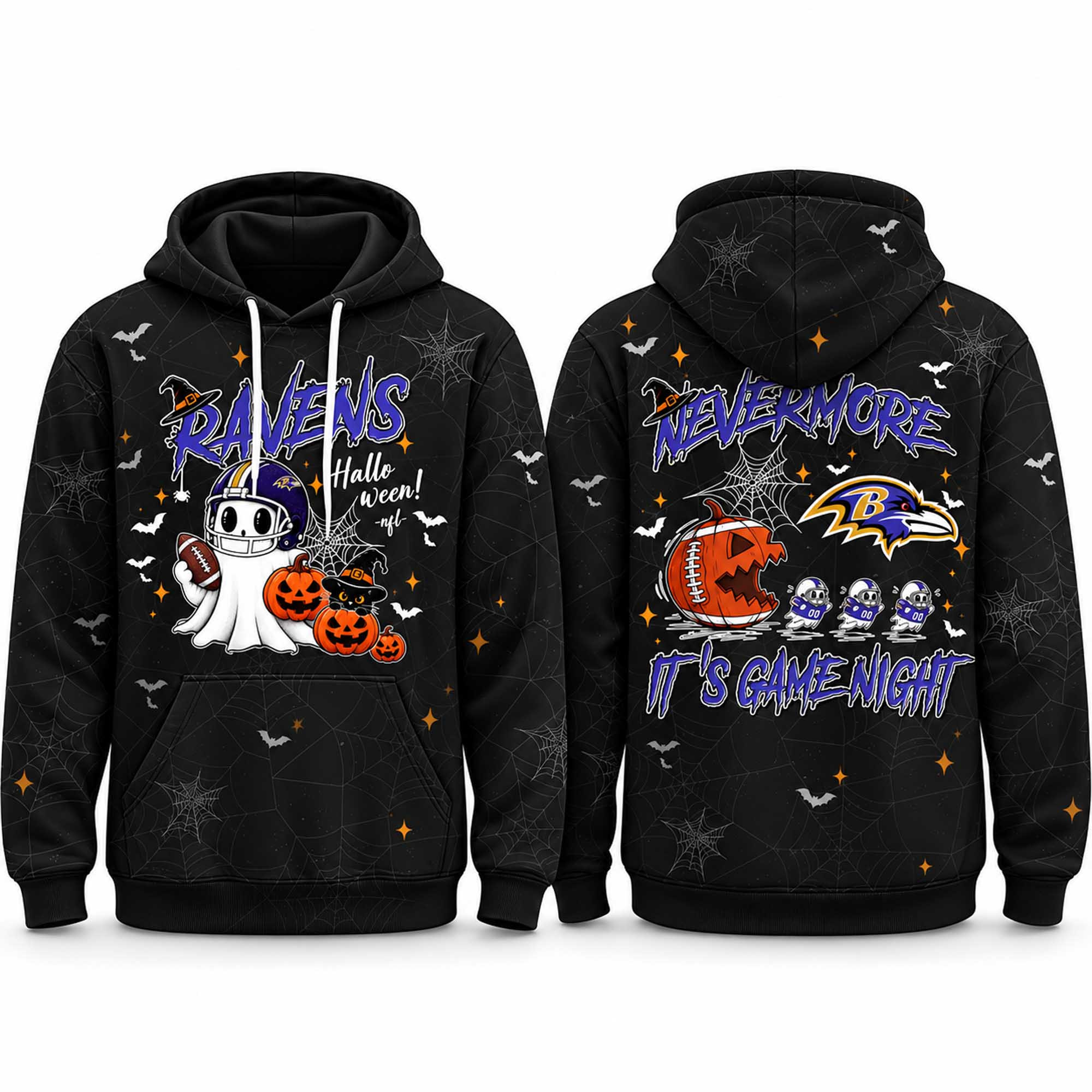 Baltimore Ravens Halloween Nevermore It’s Game Night Hoodie Halloween Gifts For Ravens Flock 1 - Unicasport Baltimore Ravens Halloween Nevermore It’s Game Night Hoodie Halloween Gifts For Ravens Flock