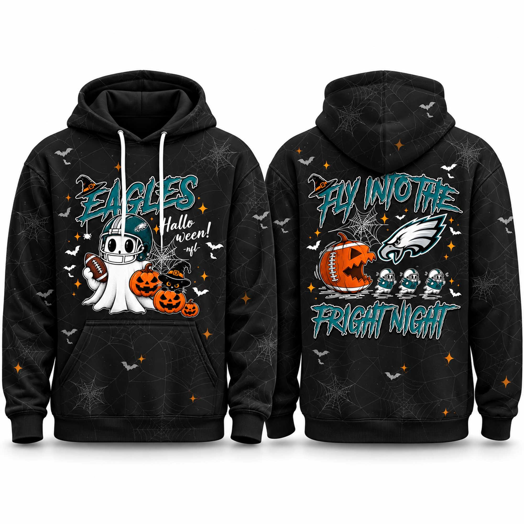 Philadelphia Eagles Halloween Fly Into The Fright Night Hoodie Philadelphia Eagles Merch Football Fan Gear 1 - Unicasport Philadelphia Eagles Halloween Fly Into The Fright Night Hoodie Philadelphia Eagles Merch Football Fan Gear