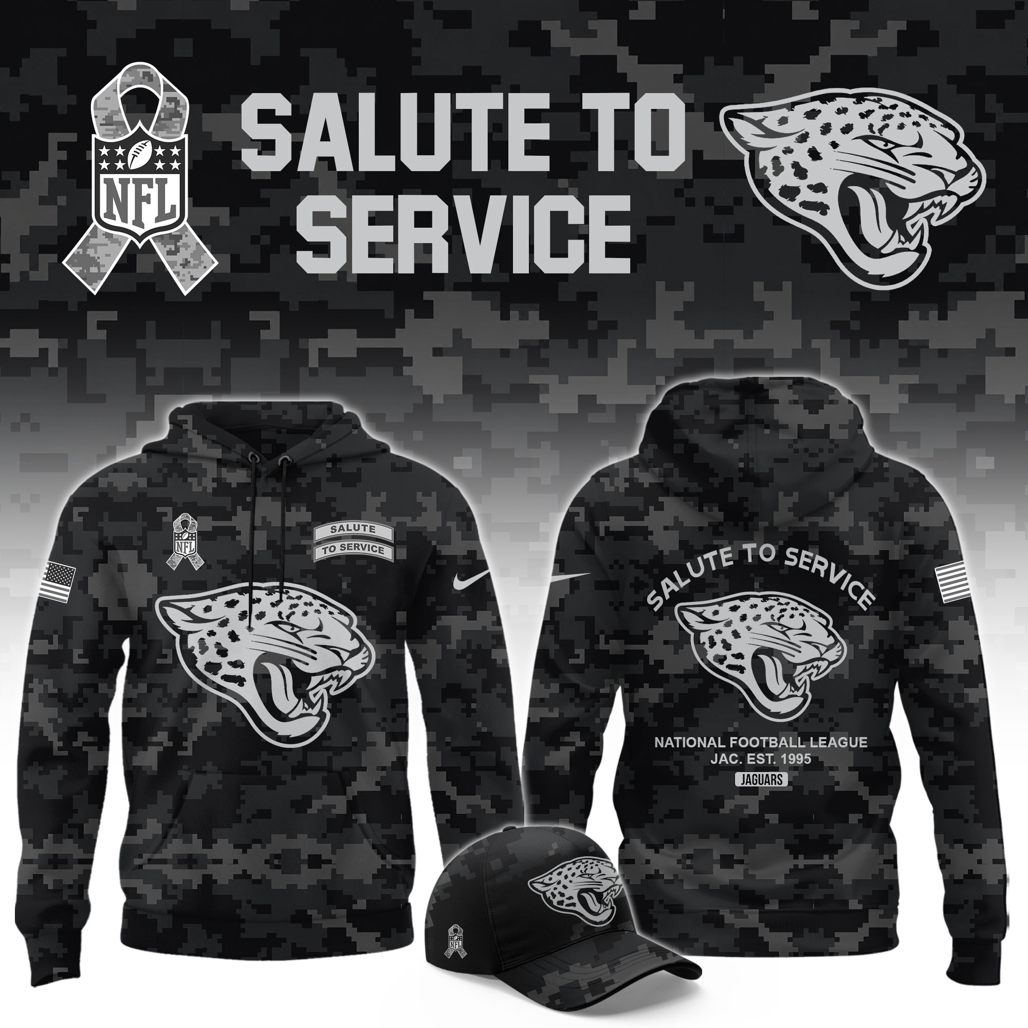 Jacksonvillie Jaguars Merch Salute To Service Hoodie Best Presents For Jaguars Fans 1 - Unicasport Jacksonvillie Jaguars Merch Salute To Service Hoodie Best Presents For Jaguars Fans