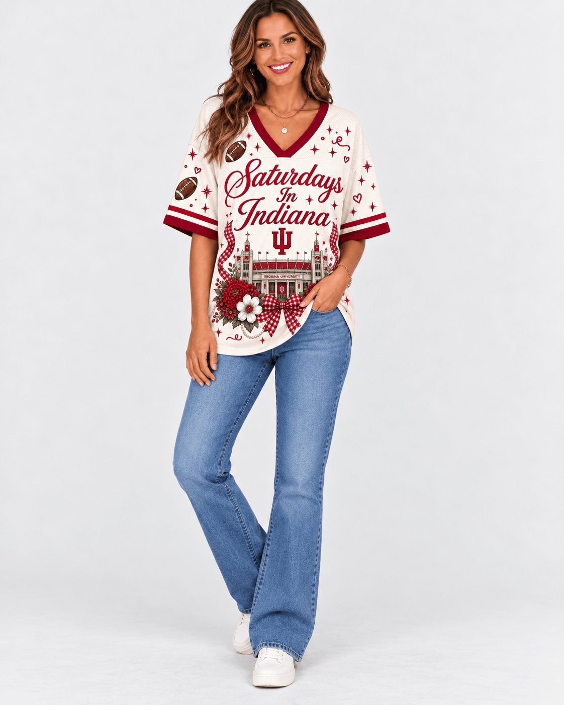 Indiana Hoosiers Bow Floral Jersey Perfect Gift For Floral Fashion Friends 1 - Unicasport Indiana Hoosiers Bow Floral Jersey Perfect Gift For Floral Fashion Friends