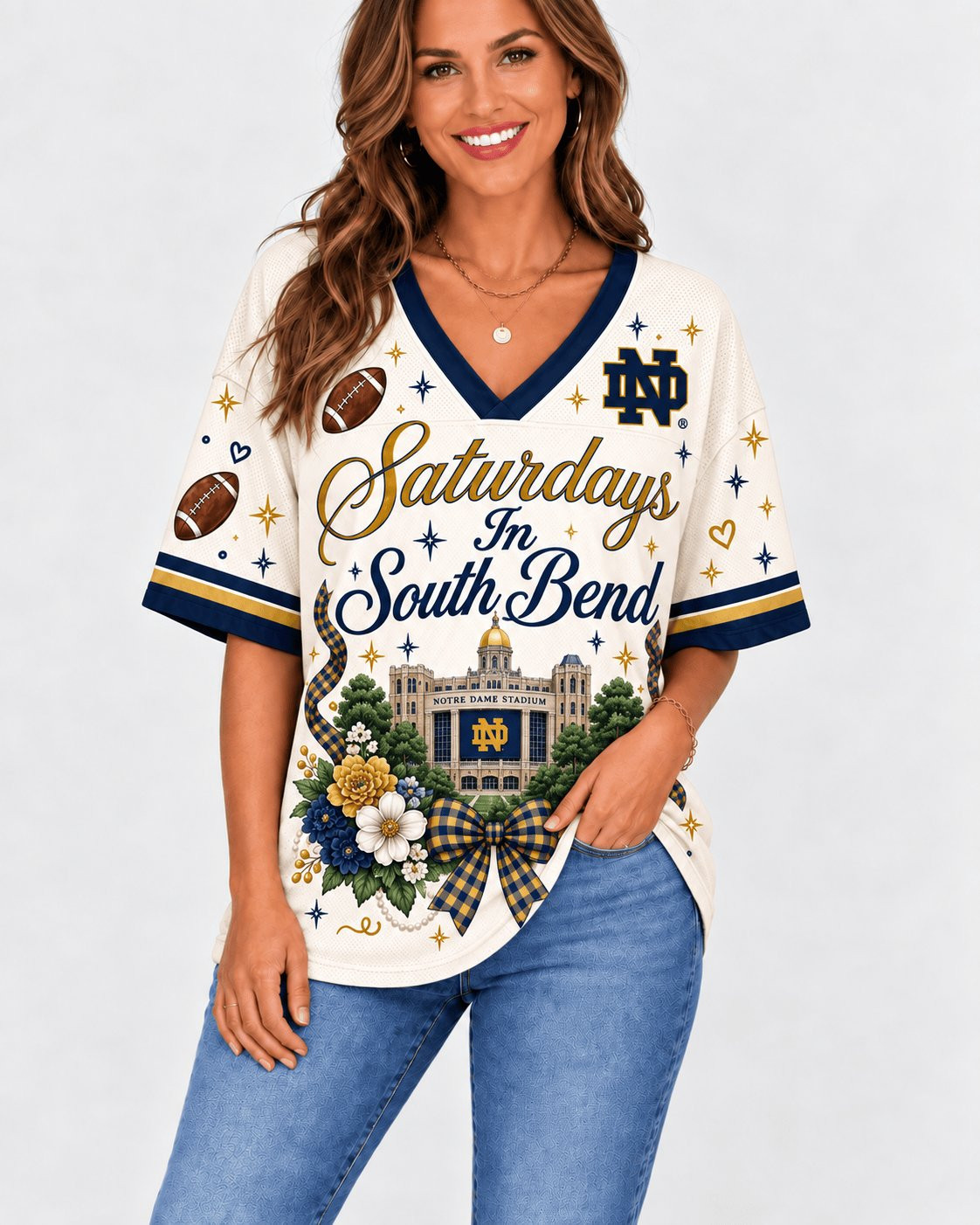 Notre Dame Fighting Irish Bow Floral Jersey Special Gift For Lovely Friends 1 - Unicasport Notre Dame Fighting Irish Bow Floral Jersey Special Gift For Lovely Friends