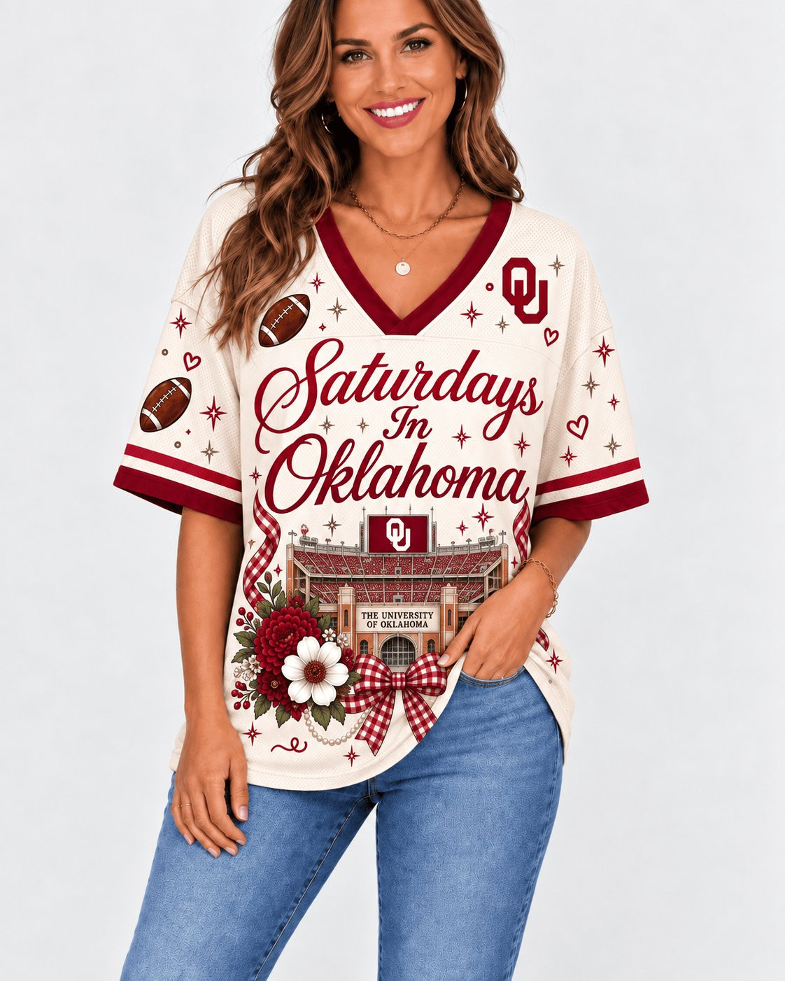 Oklahoma Sooners Bow Floral Jersey Unique Gift For Fashionable Girls 1 - Unicasport Oklahoma Sooners Bow Floral Jersey Unique Gift For Fashionable Girls