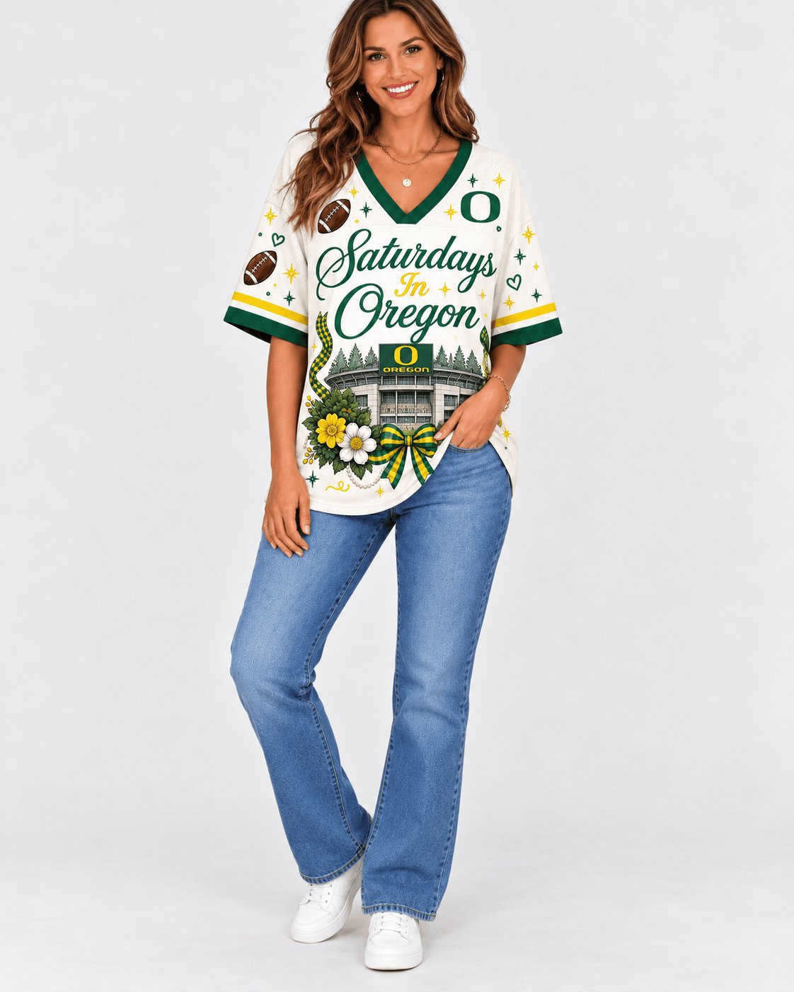 Oregon Ducks Bow Floral Jersey Unique Gift For Bow Lovers 1 - Unicasport Oregon Ducks Bow Floral Jersey Unique Gift For Bow Lovers