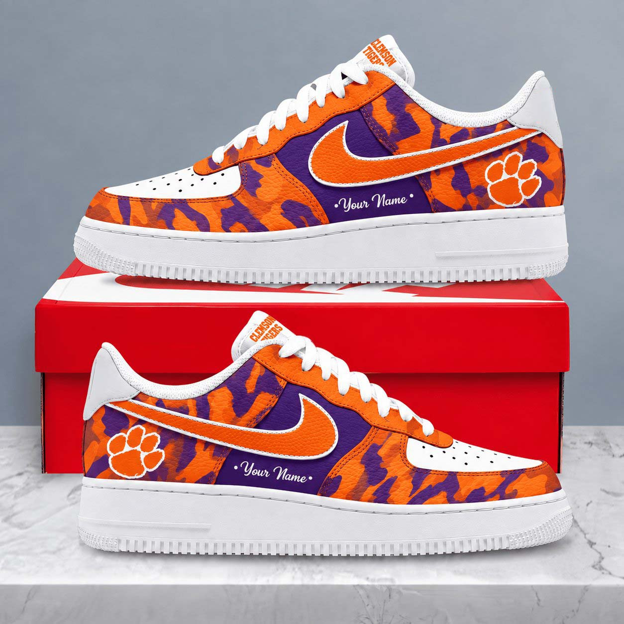 Custom Clemson Tigers Merch Camo Shoes NCAA Personalized Sneakers Gifts For Tigers Lovers