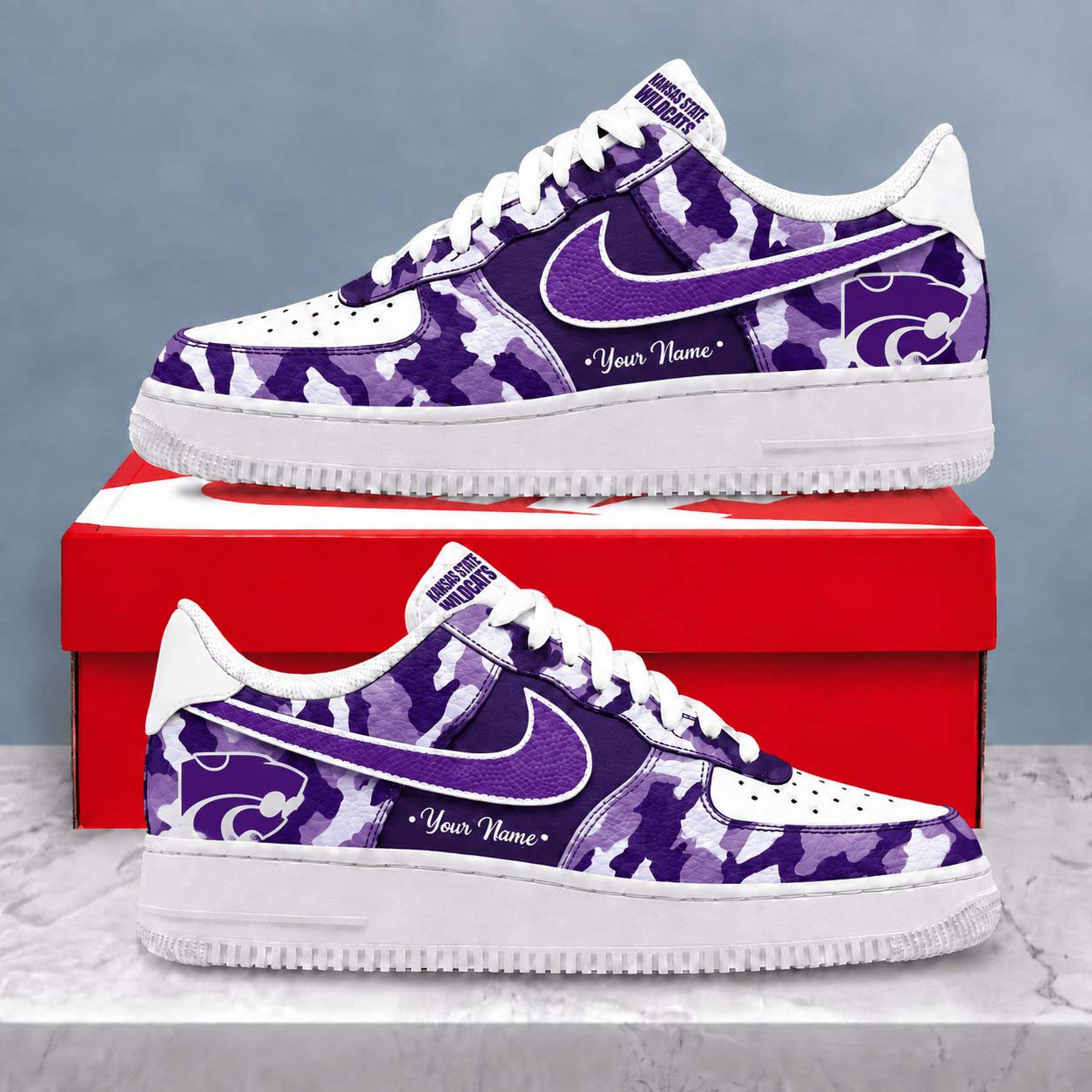 Custom Kansas State Wildcats Merch Camo Shoes Personalized NCAA Sneakers Wildcats Lovers Gifts