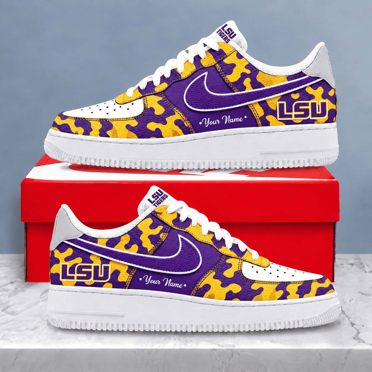 Custom LSU Tigers Merch Camo Shoes Personalized NCAA Sneakers LSU Tigers Lovers Gifts