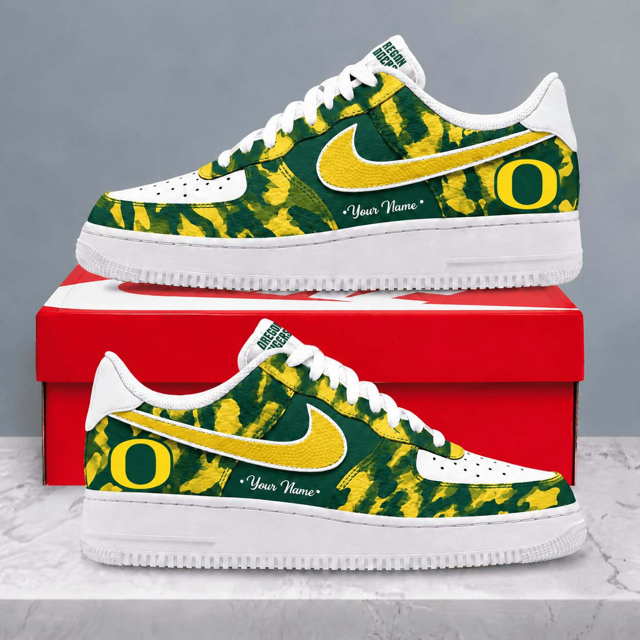 Custom Oregon Ducks Merch Camo Shoes Personalized NCAA Sneakers Ducks Fans Gifts