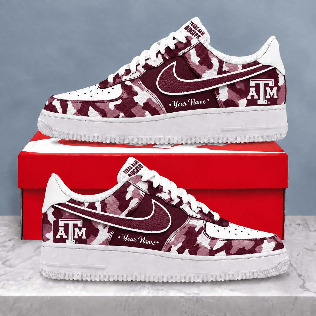 Custom Texas AM Aggies Merch Camo Shoes Personalized NCAA Sneakers Aggies Fans Gifts