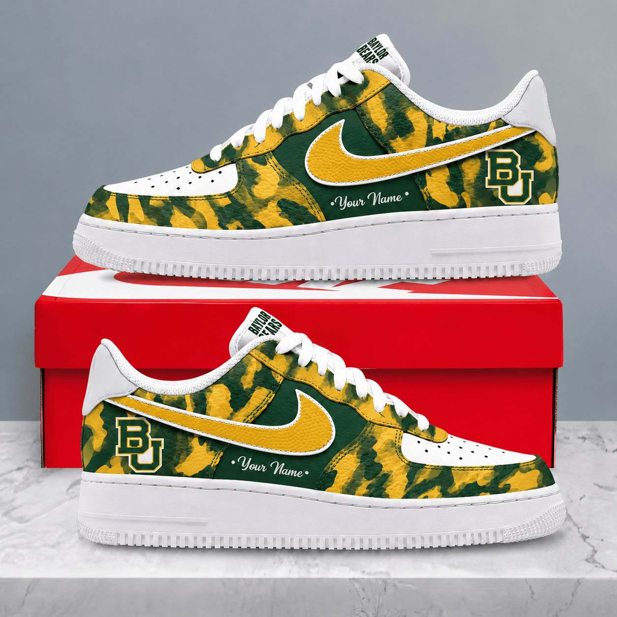 Personalized Baylor Bears Merch Camo Shoes Bears NCAA Custom Sneakers Football Gifts