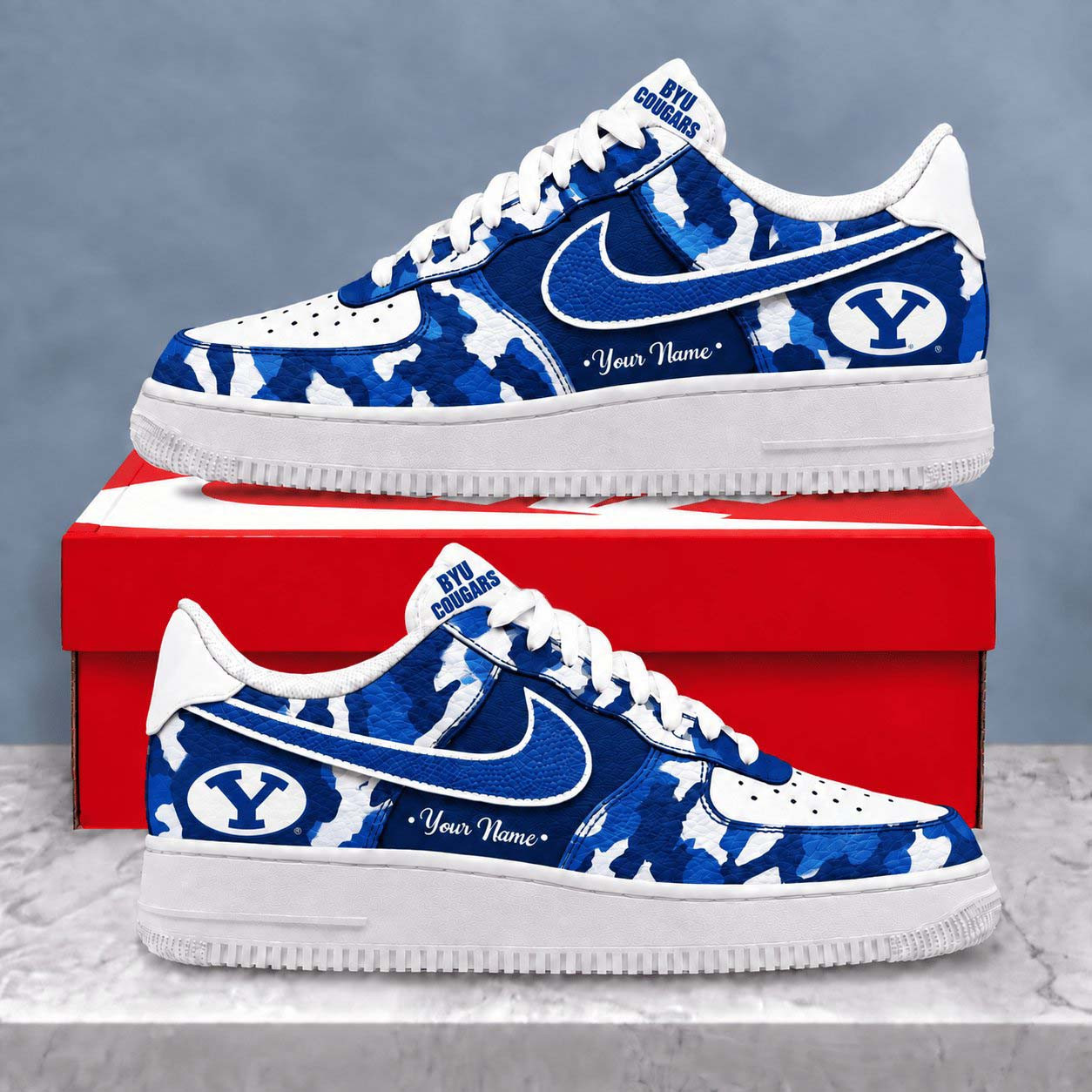 Personalized BYU Cougars Merch Camo Shoes Cougars NCAA Custom Sneakers Football Gifts
