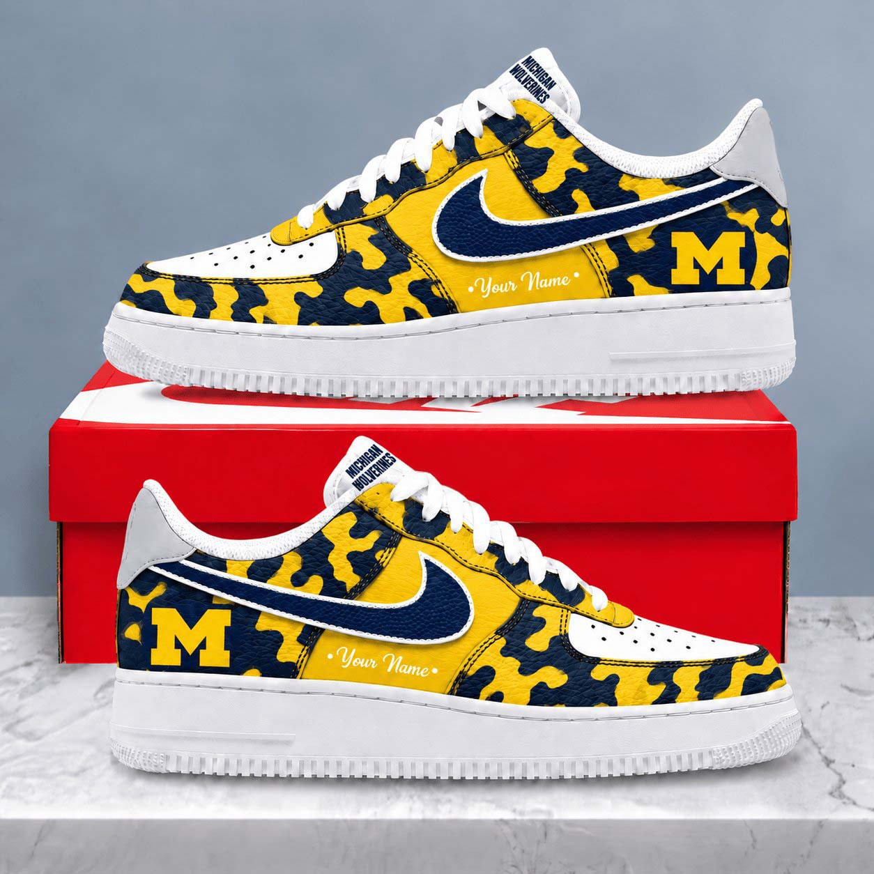 Personalized Michigan Wolverines Merch Camo Shoes Custom NCAA Sneakers Gifts For Wolverines Fans