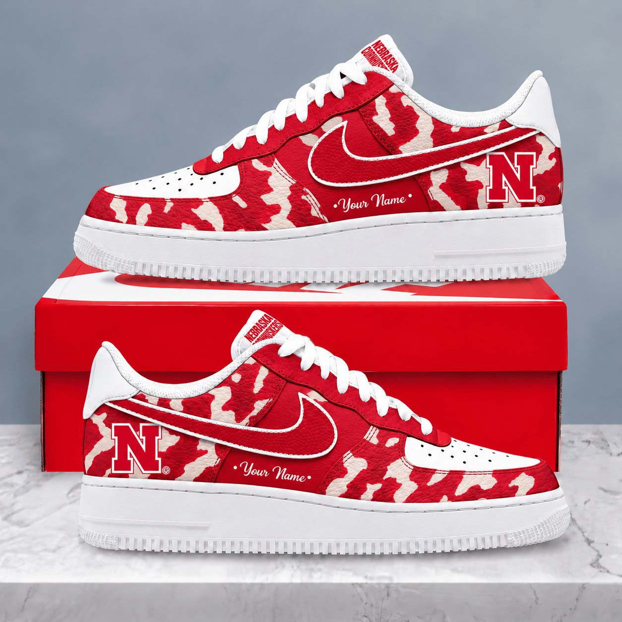 Personalized Nebraska Cornhuskers Merch Camo Shoes Cornhuskers NCAA Custom Sneakers Gifts Ideas