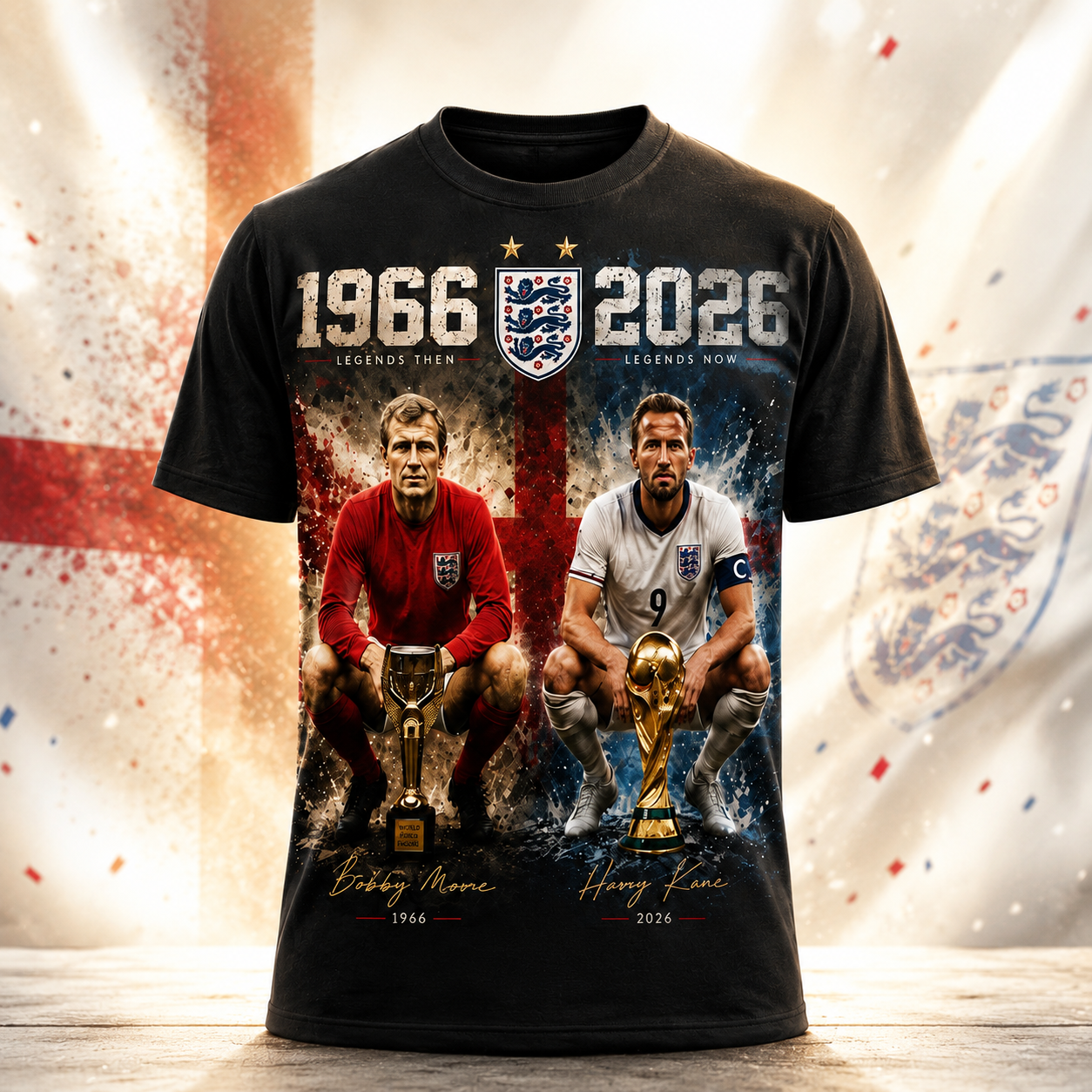 1966 legends then 2020 legends nÆ¡ england soccer legends tshirt
