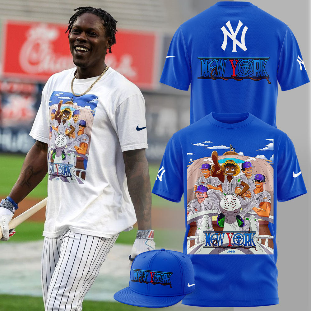 2024 Premium New York Yankees World Series Shirt  Limited Edition New York Yankees x ONE PIECE Blue T shirt Set