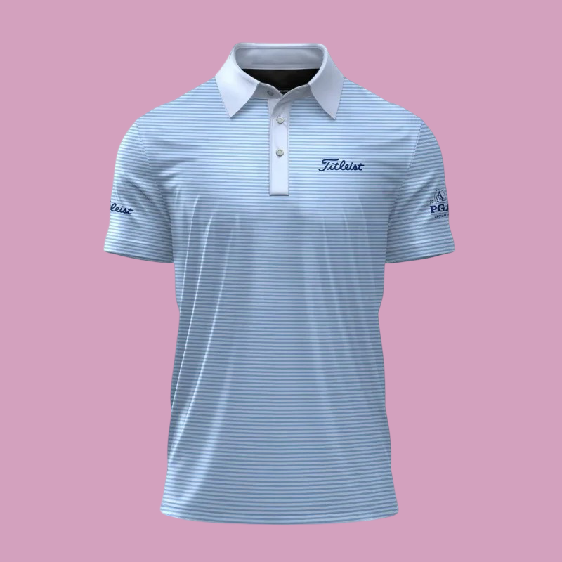 2026 Golf Championship Cottage Blue Stripe Pattern Golf Polo Shirt