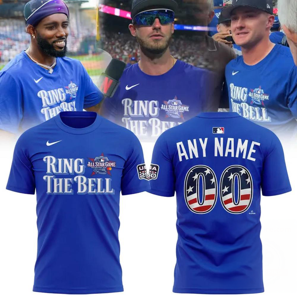 2026 MLB All Star Game Ring The Bell Philadelphia Custom Name Number Blue Graphic T Shirt