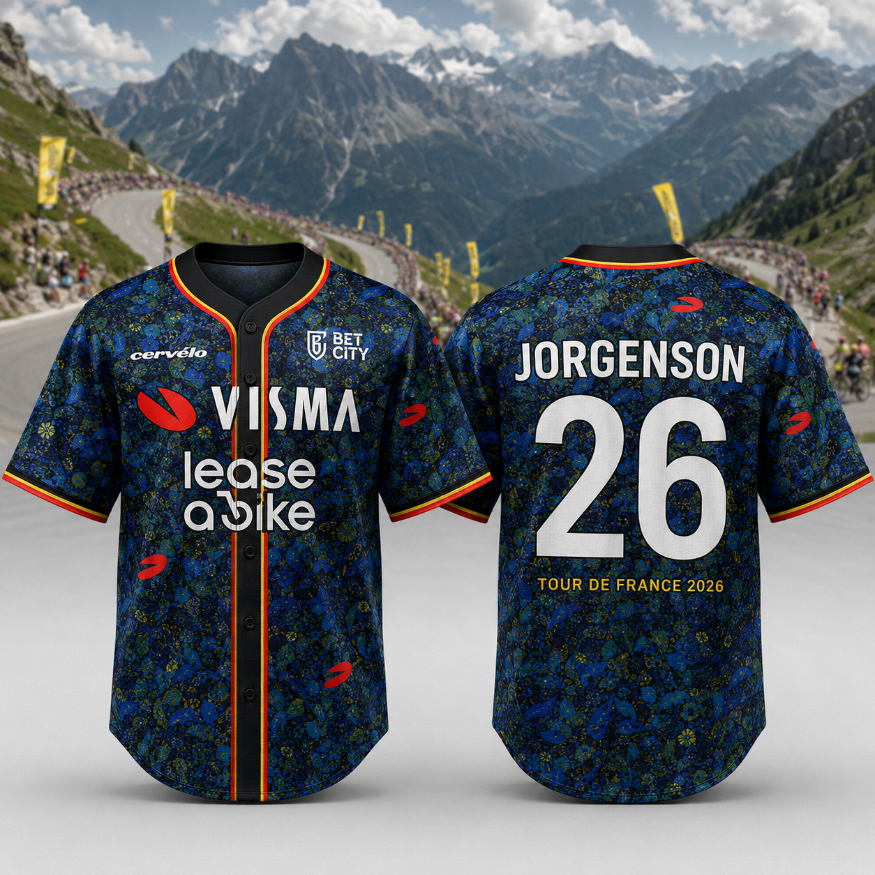 2026 Blue Matteo Jorgenson Tour de France 26 Graphic Baseball Jersey - Best Gift for Fans