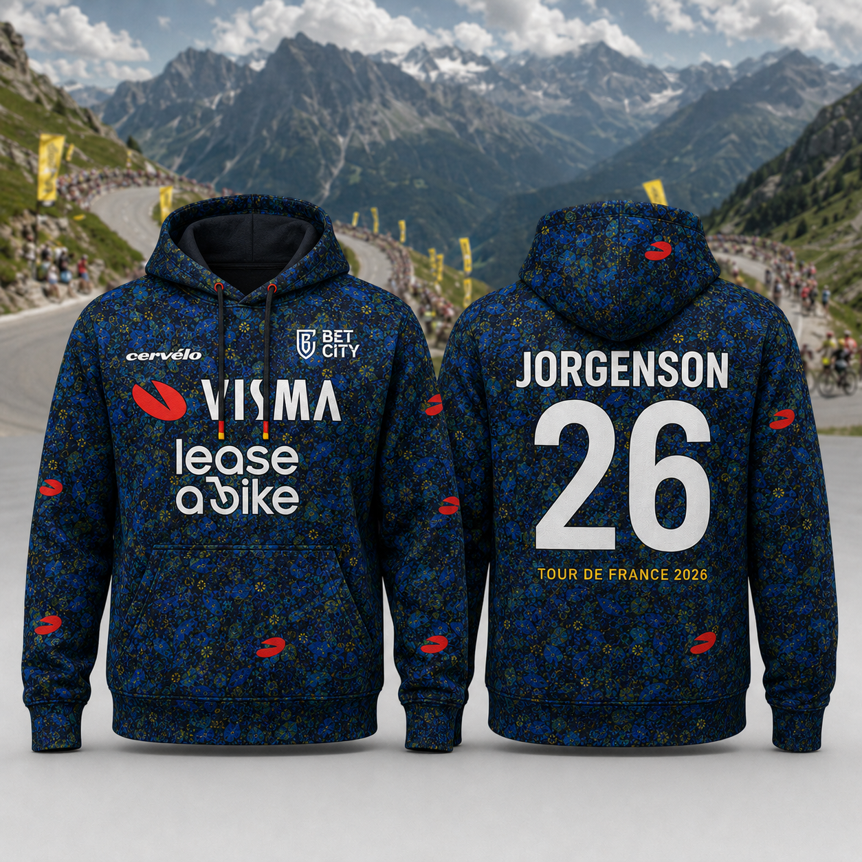 Matteo Jorgenson 2026 Tour de France Blue Graphic Hoodie - Best Gift for Cycling Fans