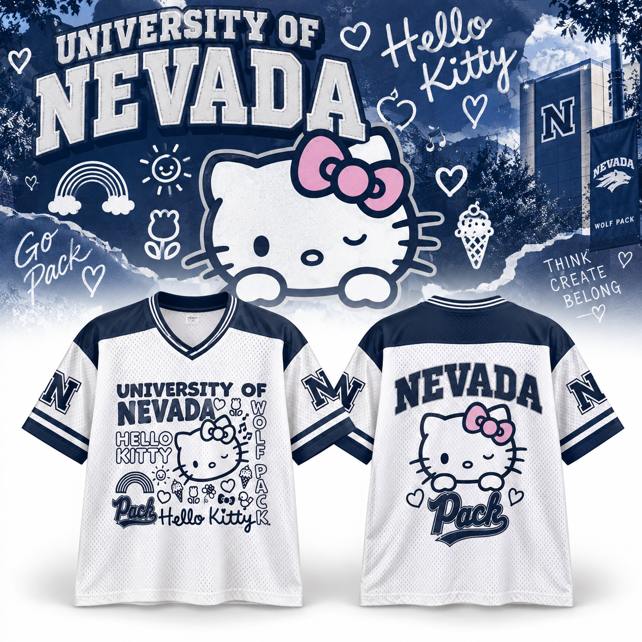 2026 Hello Kitty and University of Nevada Wolf Pack Jersey 1 - Unicasport 2026 Hello Kitty and University of Nevada Wolf Pack Jersey