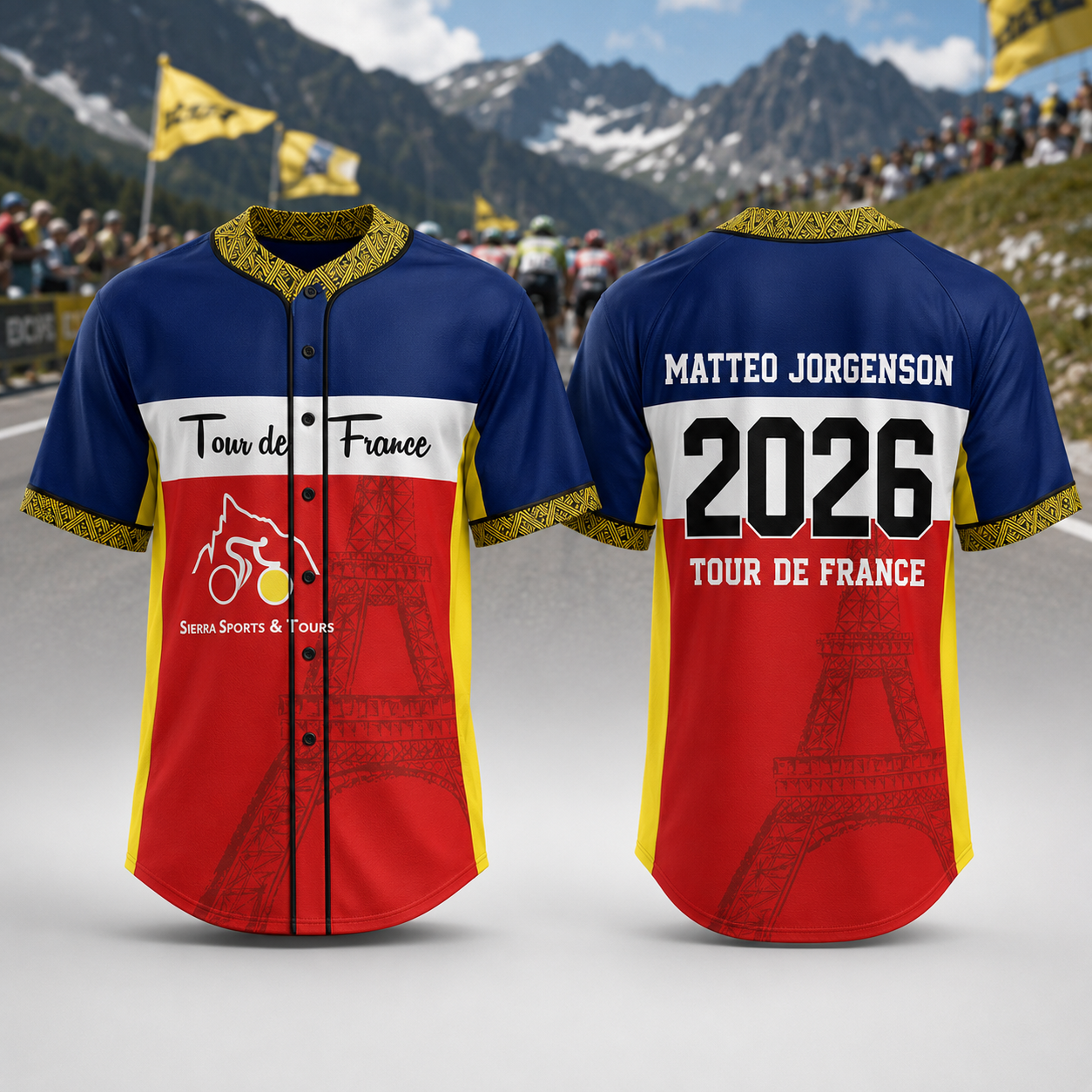 Matteo Jorgenson Tour de France Navy Red Cycling Baseball Jersey - Best Gift for Fans