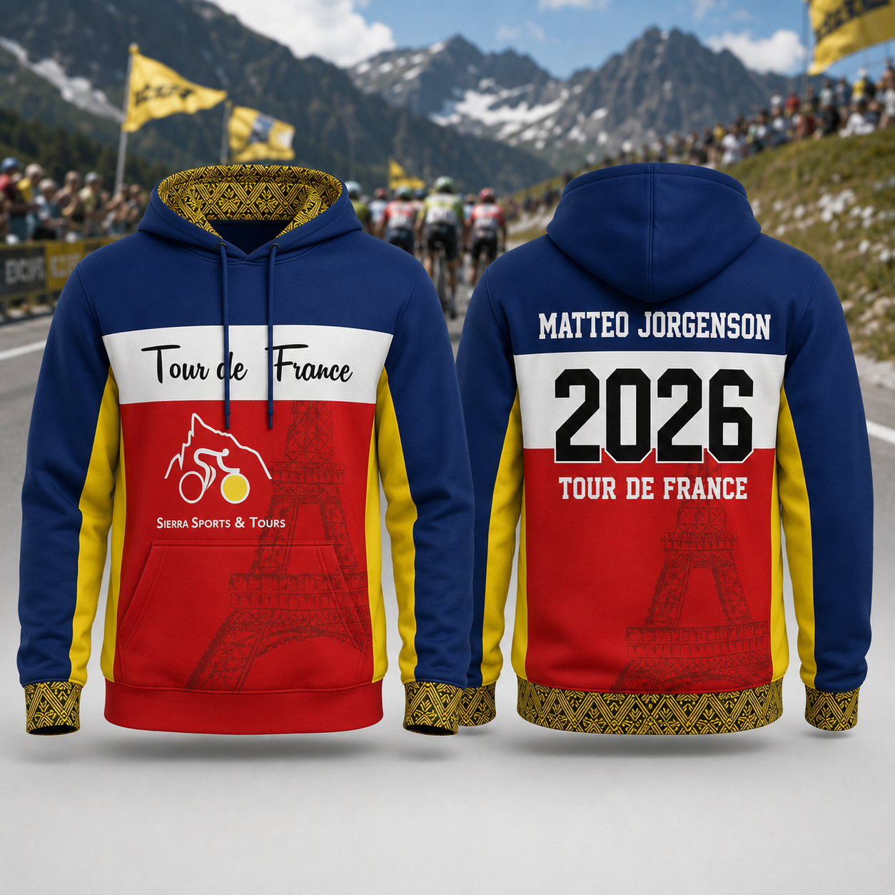 Matteo Jorgenson 2026 Tour de France Eiffel Tower Graphic Hoodie - Cycling Fans Gift Idea